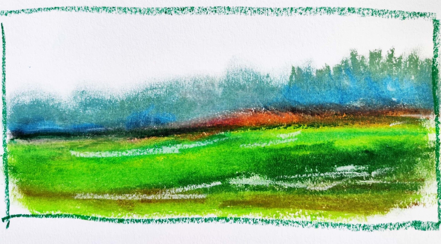 Simple landscape in oil pastel - image 1 - student project