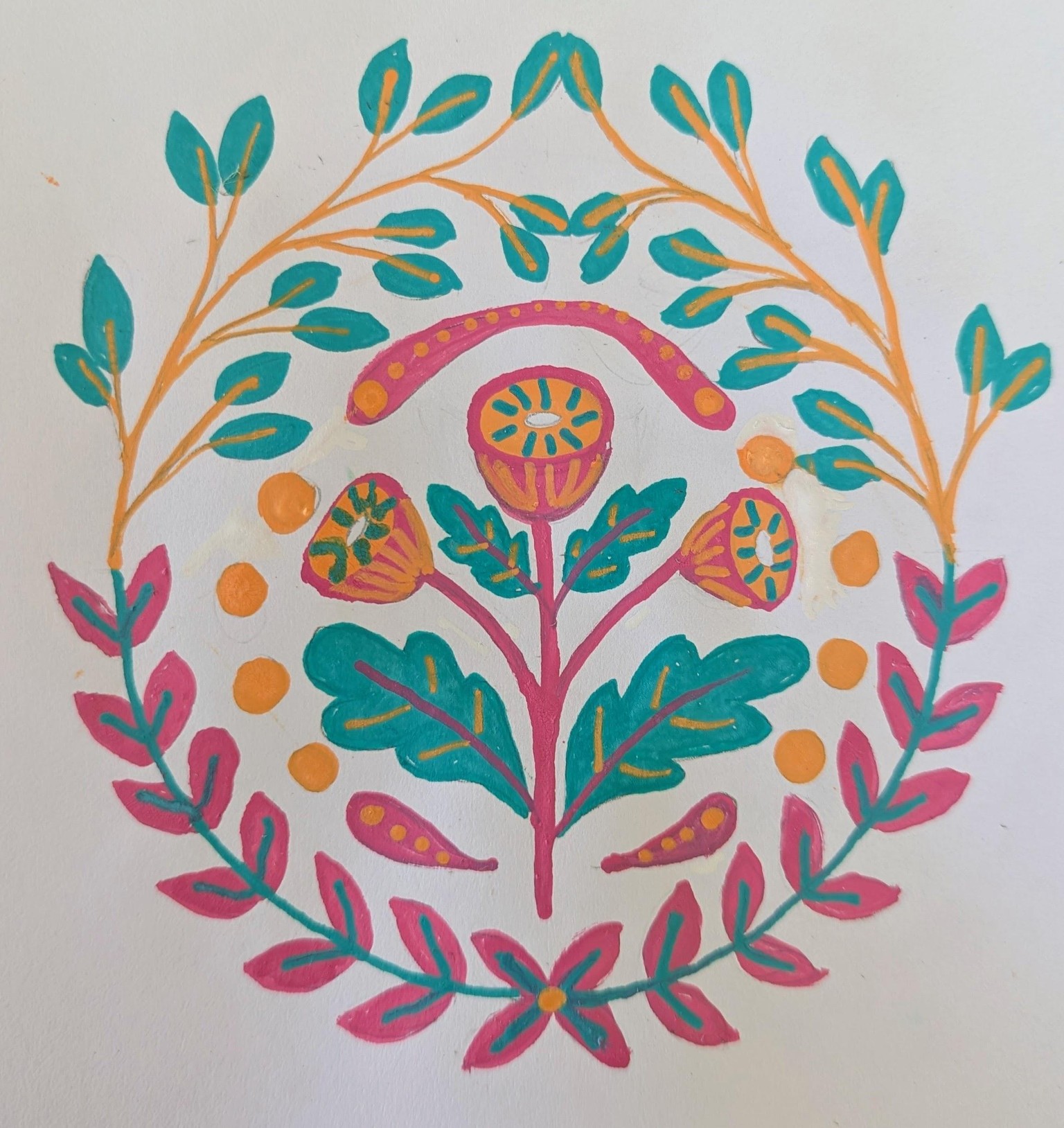 Botanical Folk art with Posca Pens - image 1 - student project