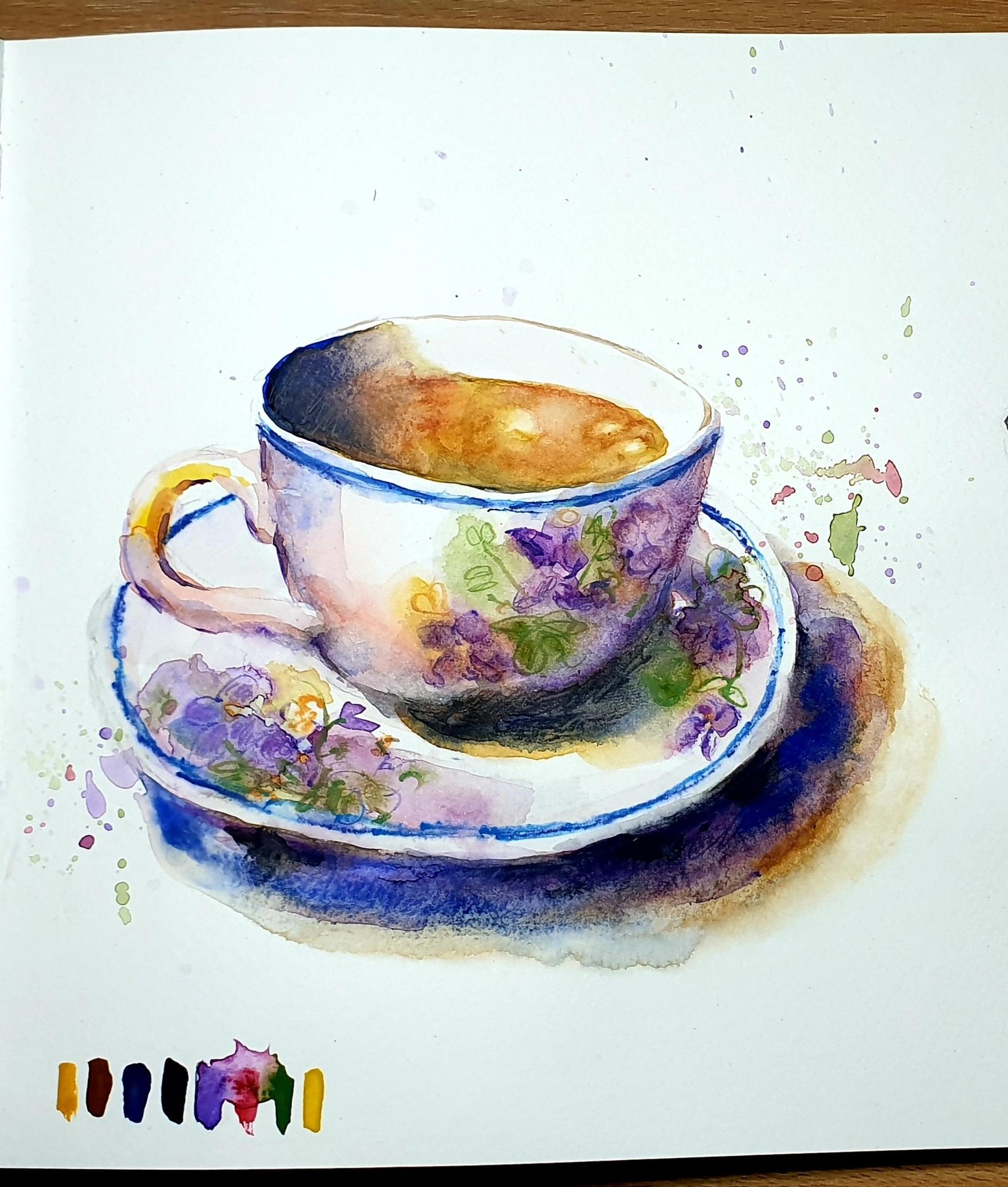 A teacup, in watercolour and pencil - image 2 - student project