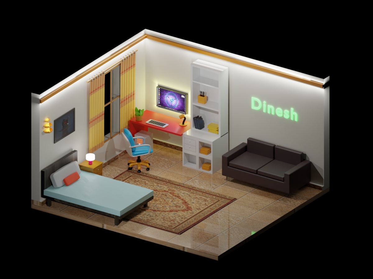 3D ROOM DAY / NIGHT & LOW POLY BEACH - image 3 - student project