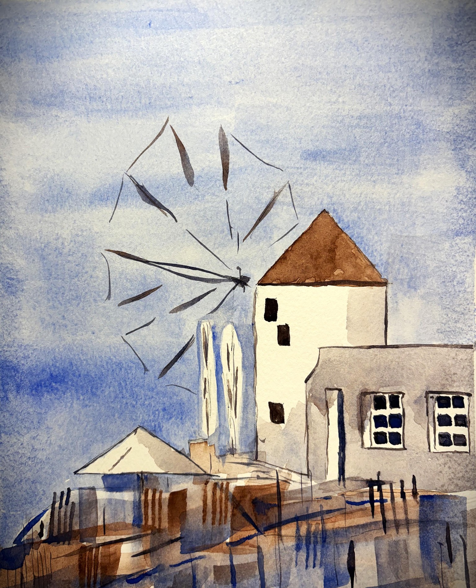 Santorini Watercolor - image 1 - student project