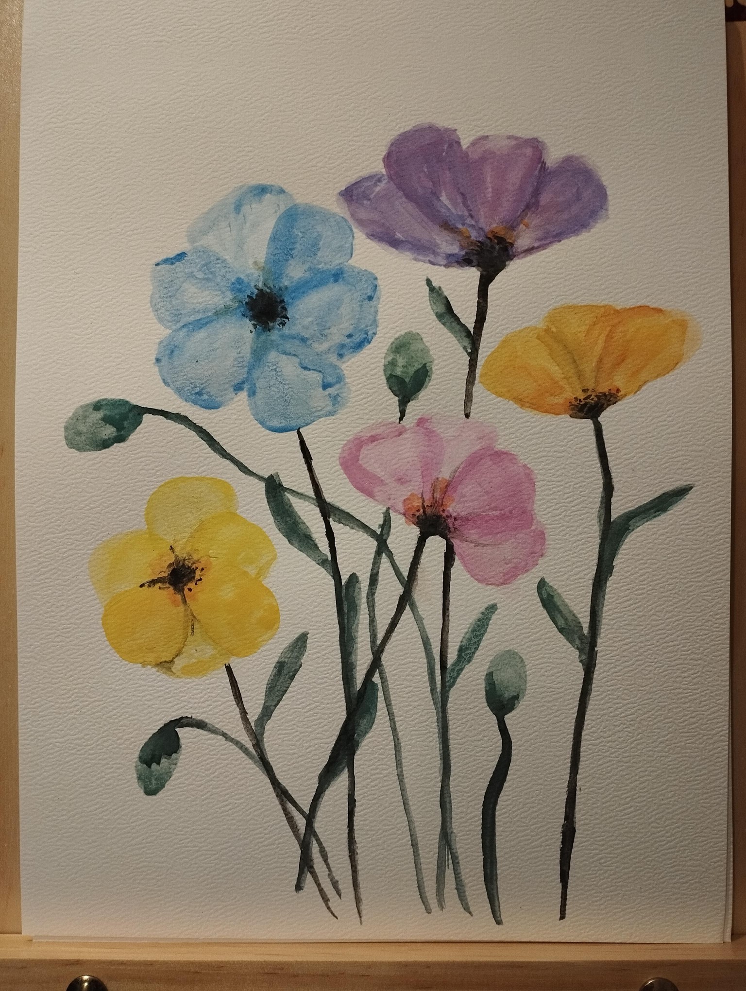 Colourful watercolour flowers - image 1 - student project
