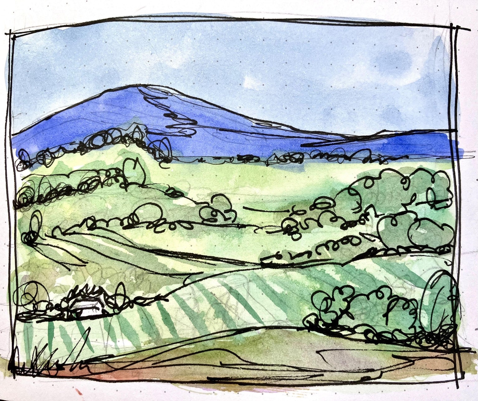 Watercolor scenery:  Ink or no ink? - image 6 - student project