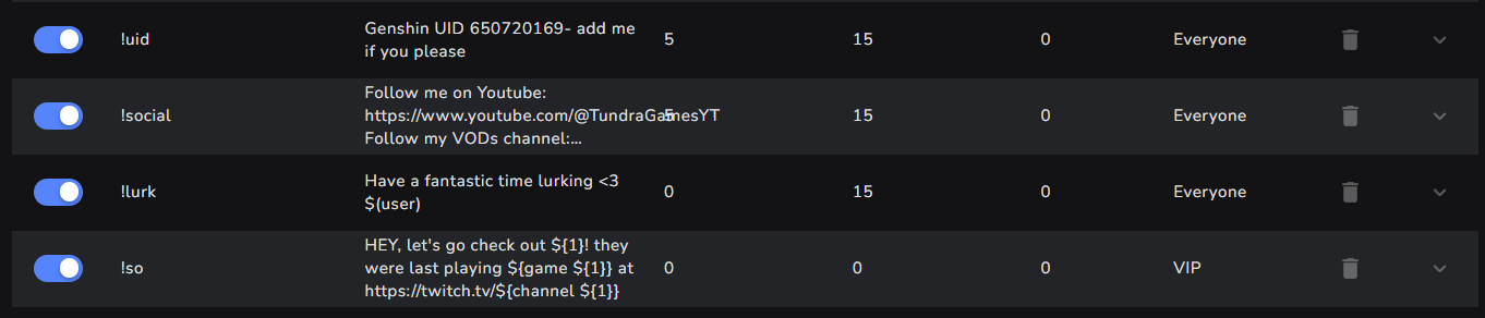 the commands I set up - image 1 - student project