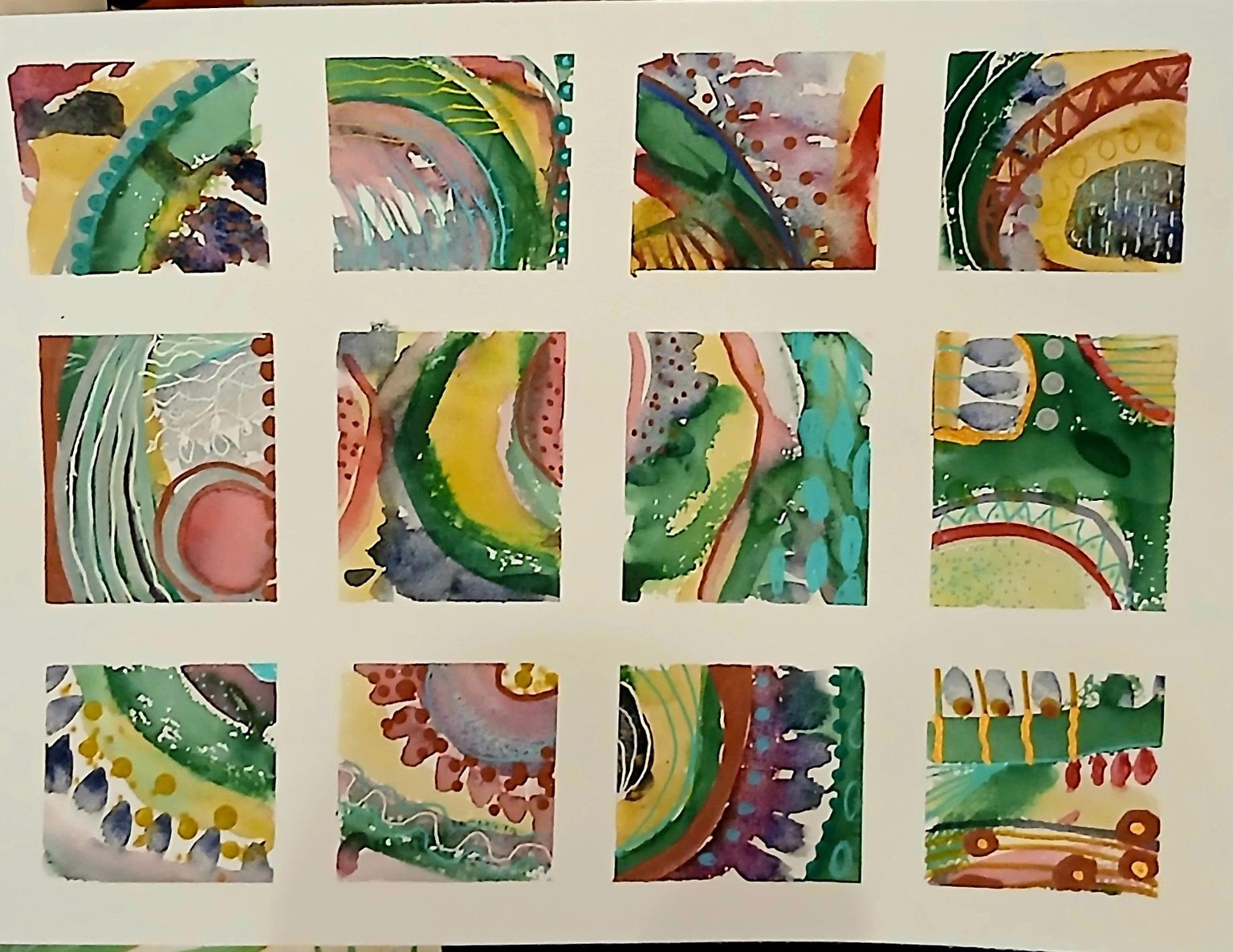 Free flow mixed media grid paintings - image 1 - student project