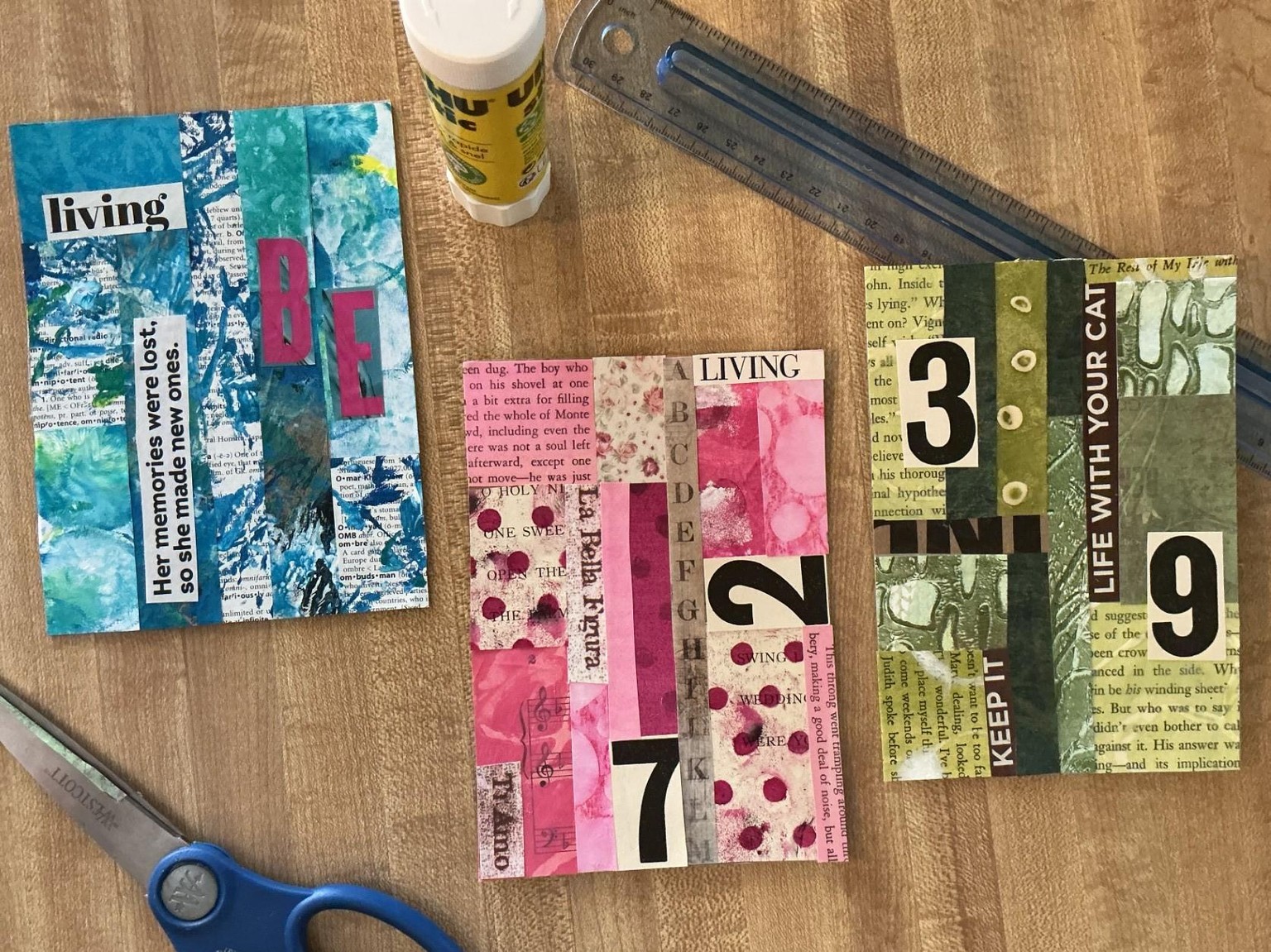 Postcard Collages in Pink, Green & Blue - image 1 - student project