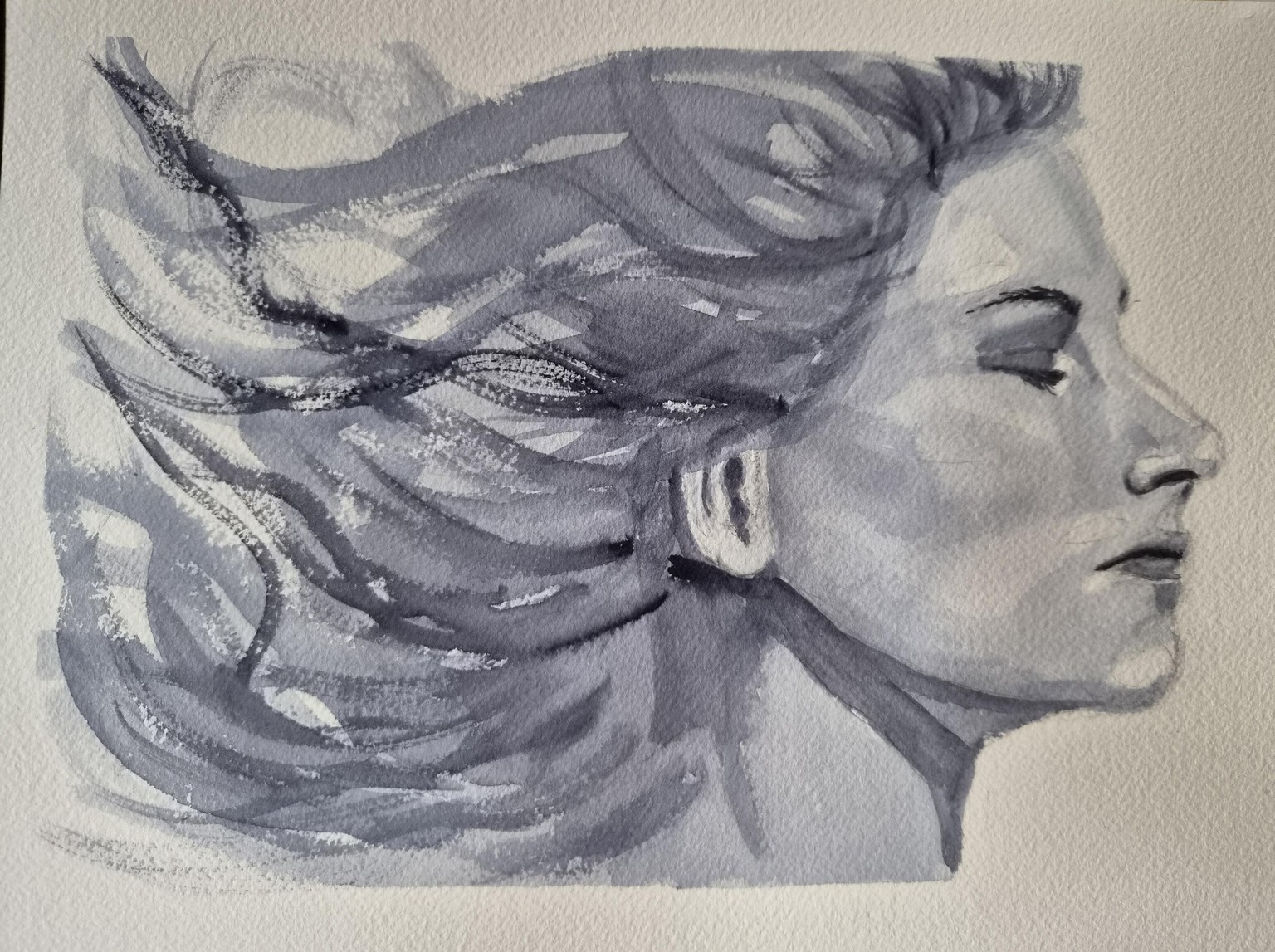 Monochrome Watercolor Portraits day 1-7 - image 2 - student project