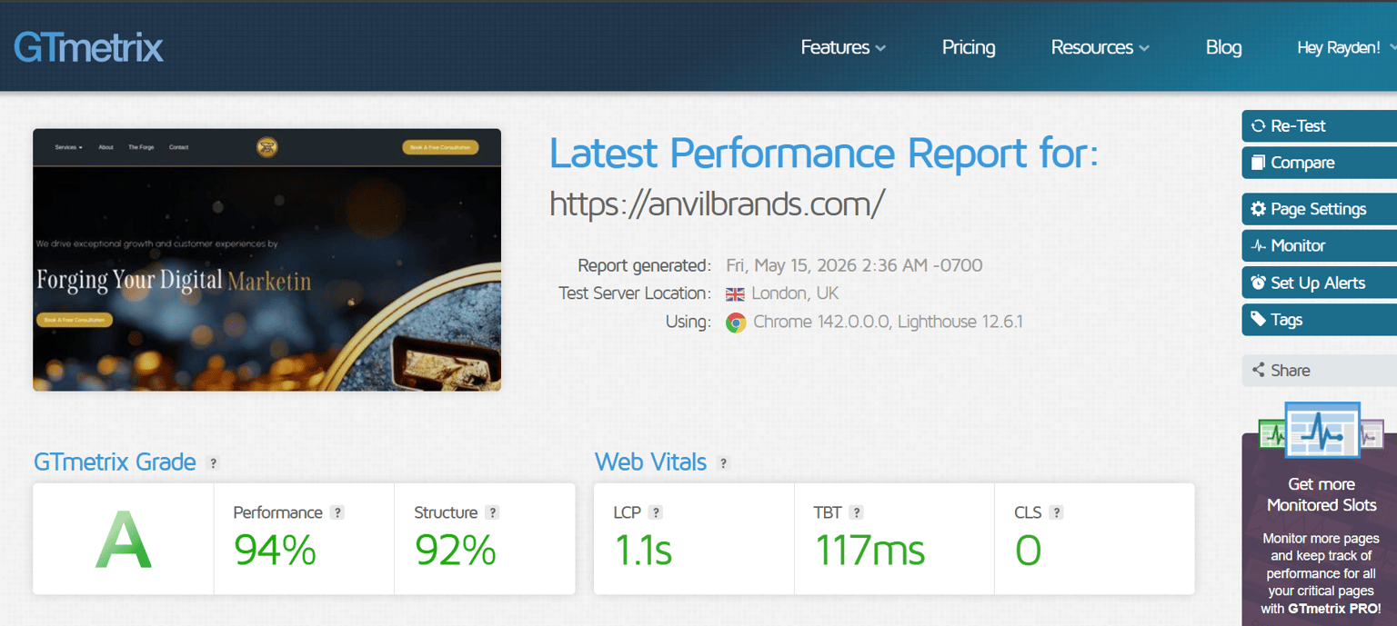 Speed Test for my Website. - image 1 - student project