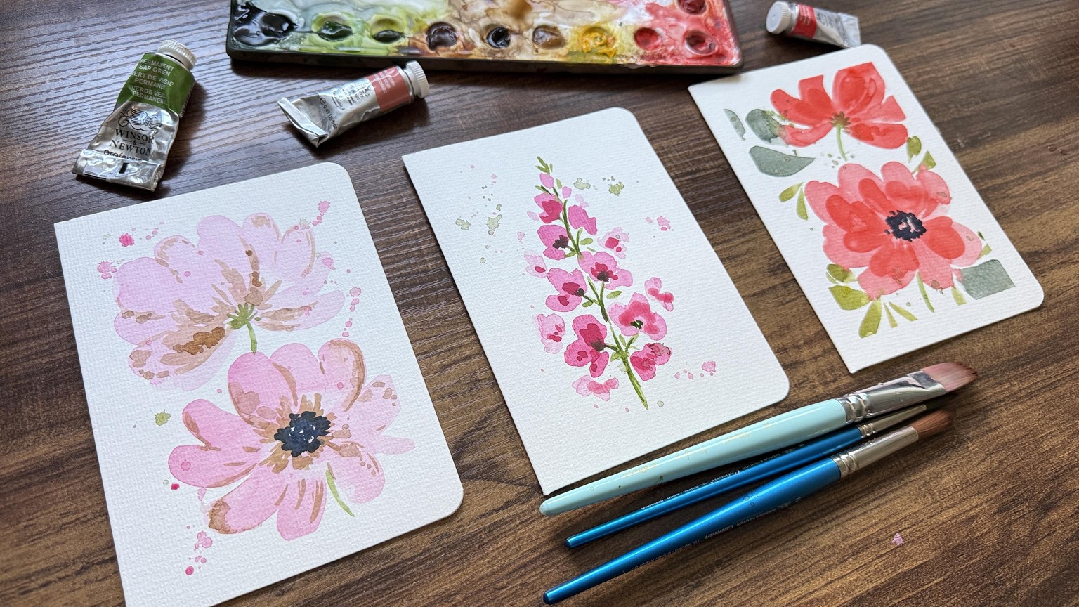 Watercolor floral cards - image 1 - student project
