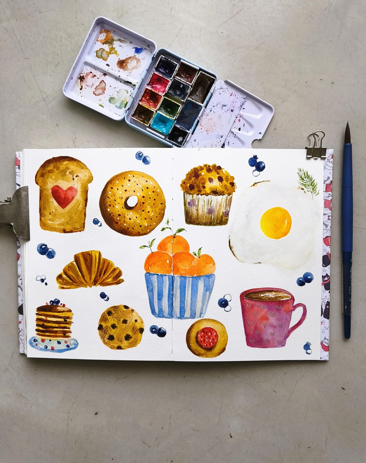 Watercolor Breakfast Sketchbook - image 1 - student project