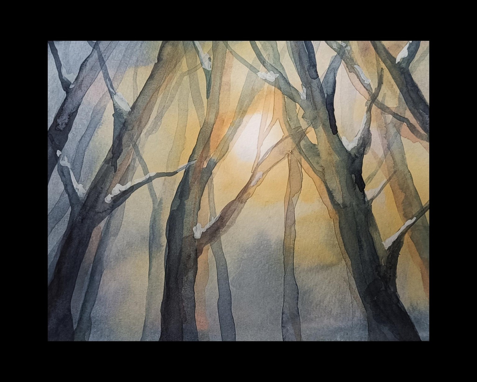 Aquarell - winter forest - image 2 - student project