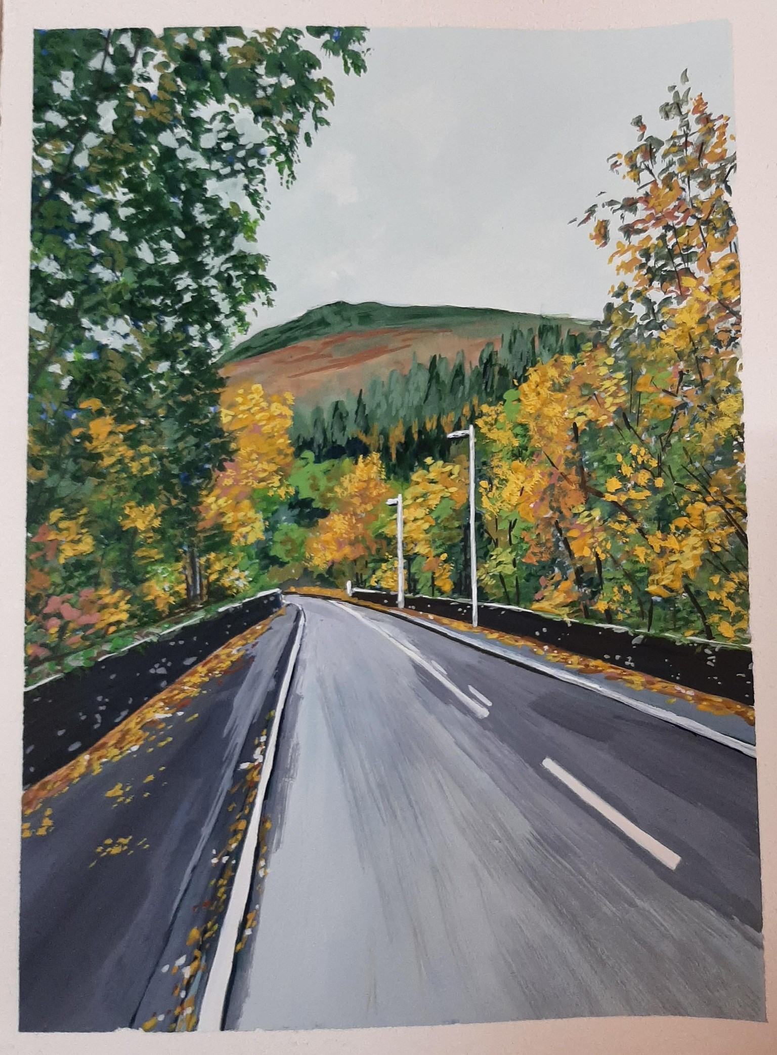 Paysage automne à la gouache - image 1 - student project