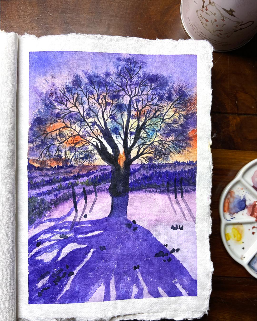 Sunset Winter Lanscape - image 1 - student project