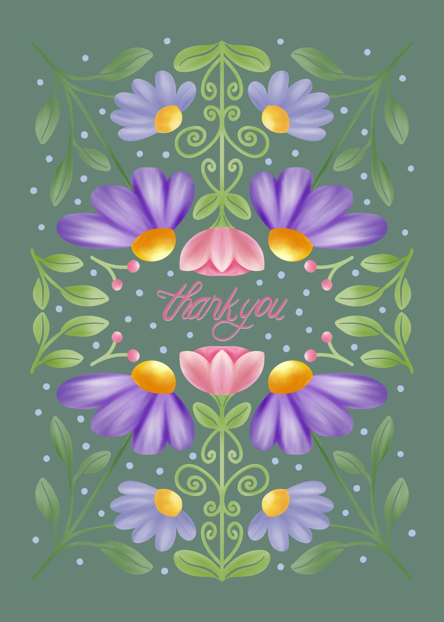 Floral Thank You Card - image 2 - student project