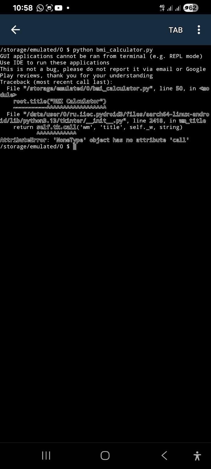 Python BMI Calculator Desktop App In this project, I built a BMI Calculator using Python and Tkinter - image 1 - student project