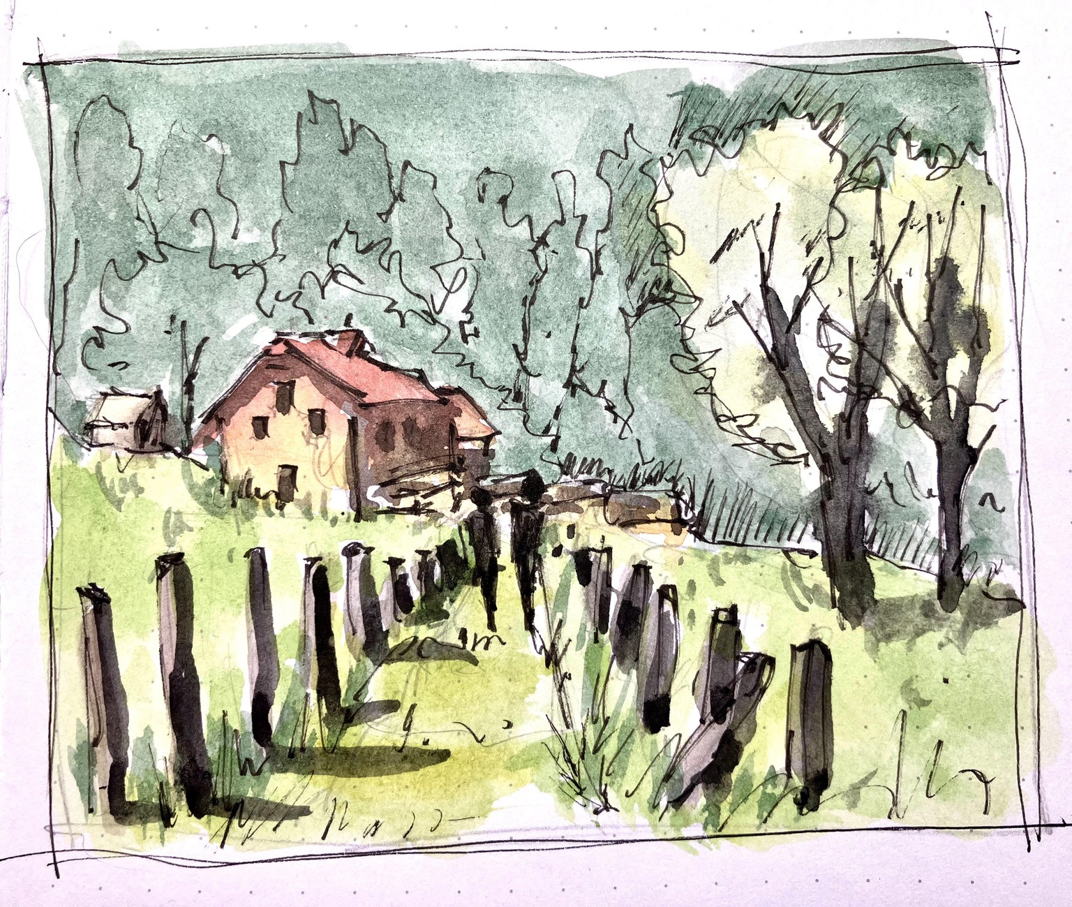 Watercolor scenery:  Ink or no ink? - image 12 - student project