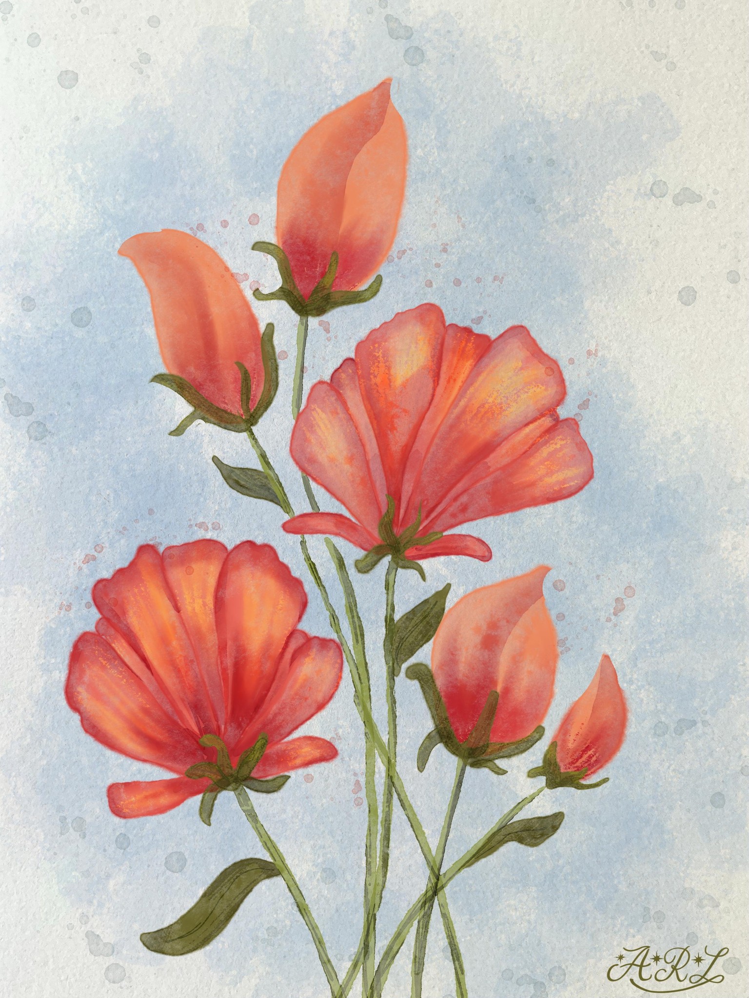 Loose watercolor florals - image 1 - student project
