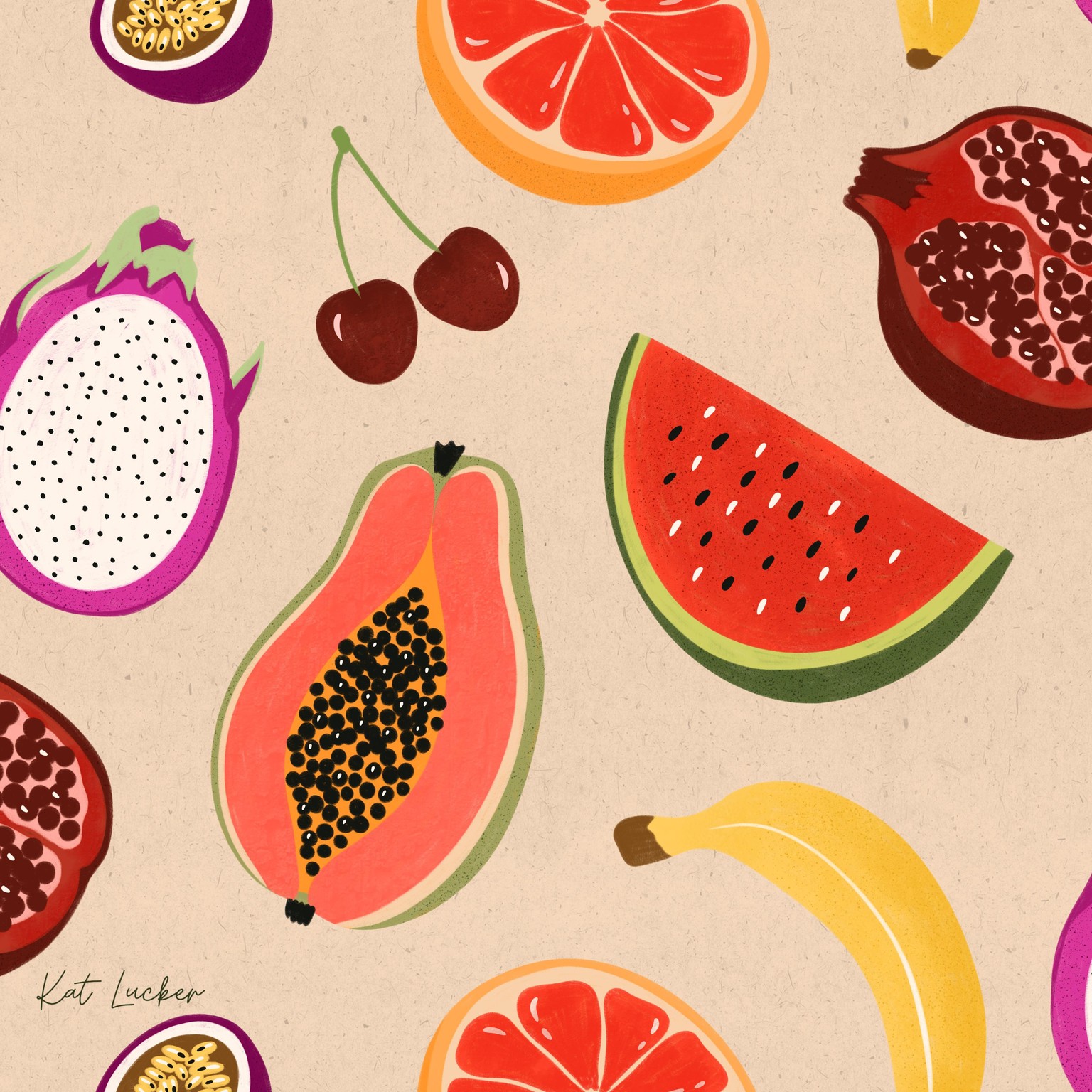 Tropical Fruits - Half Drop Repeat Pattern - image 2 - student project