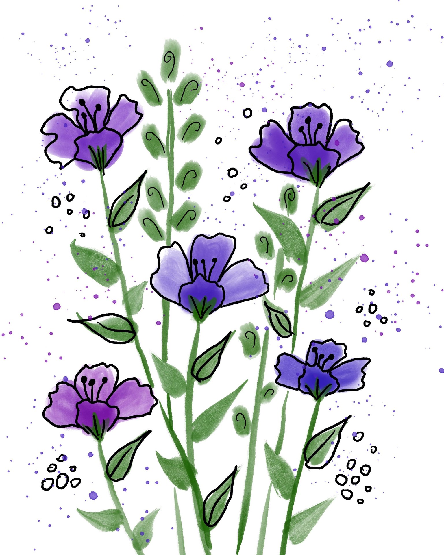 Watercolor and Ink florals - image 1 - student project