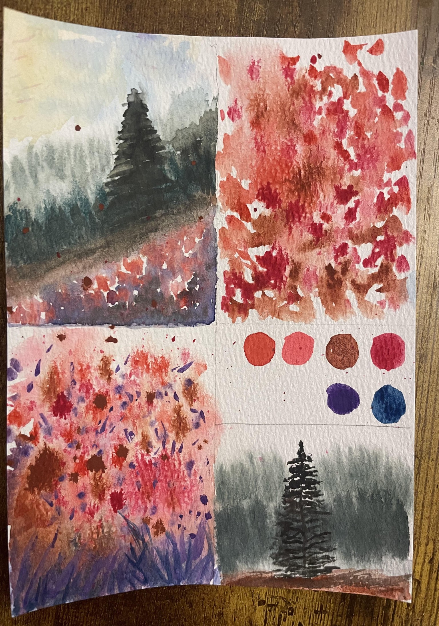 Serene/Foggy watercolor meadow - image 2 - student project