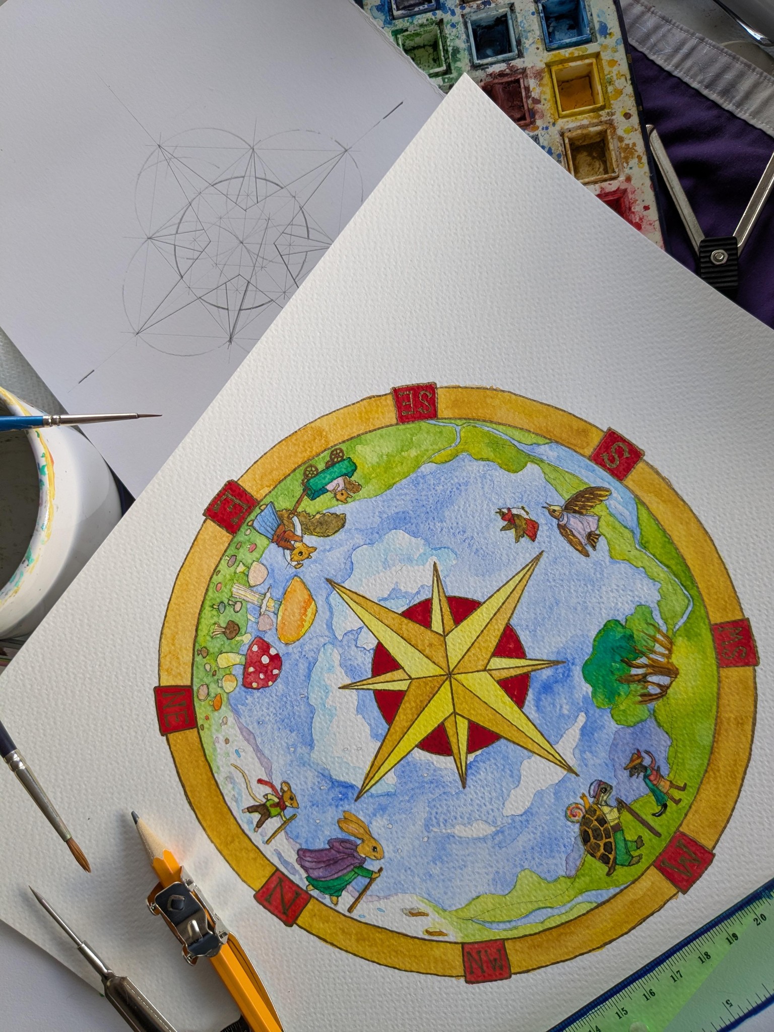 Geometric Compass Star illustration - image 1 - student project