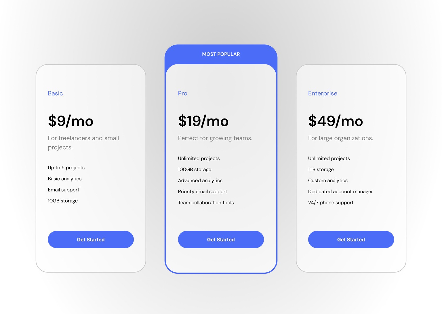 pricing table - image 1 - student project