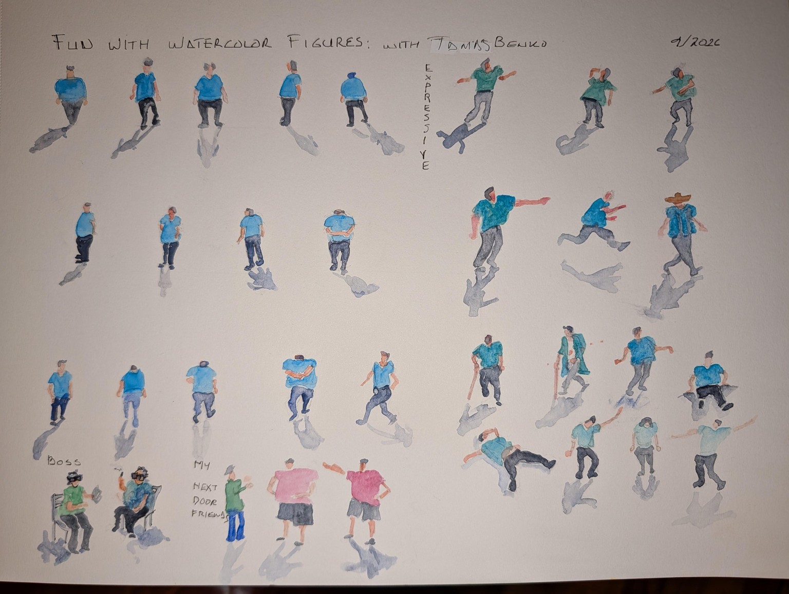 Watercolor Expressive Characters for Urban Sketching - image 1 - student project