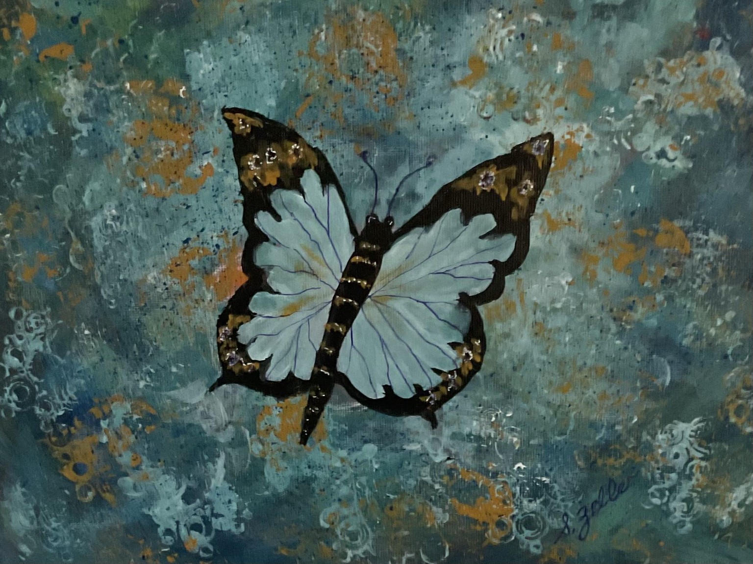 Acrylic Butterfly. Make it my own. Loved doing the background steps. Fun class. - image 1 - student project
