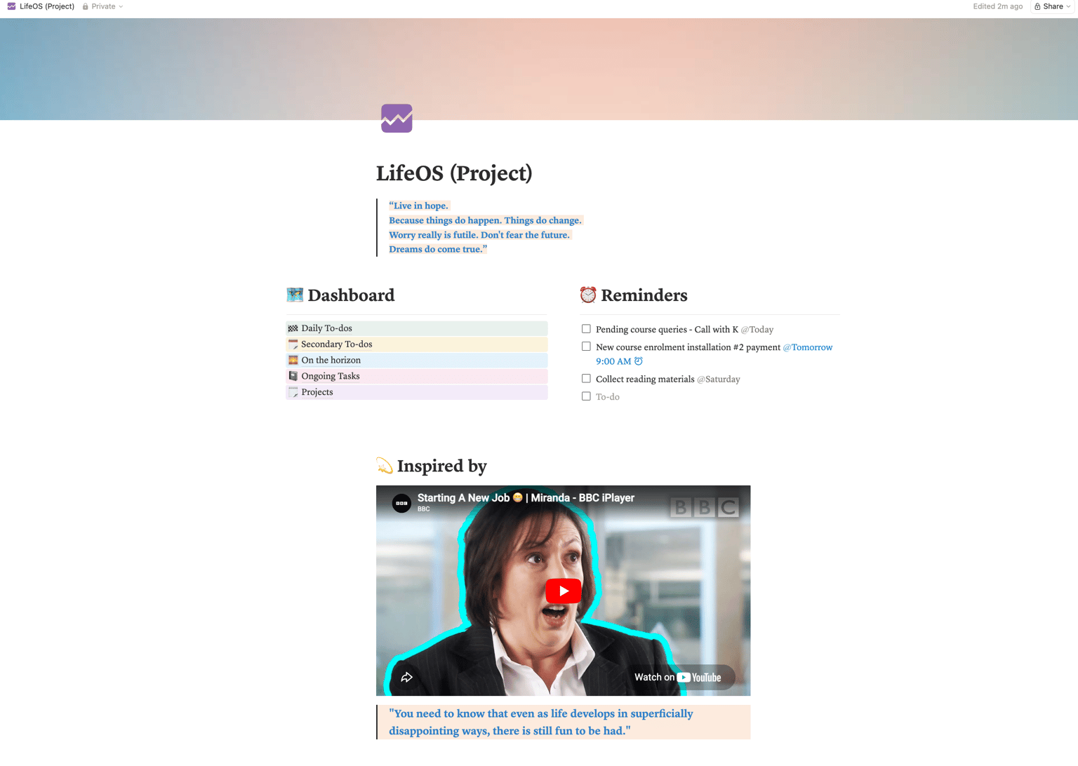 My LifeOS Sample Page - image 1 - student project