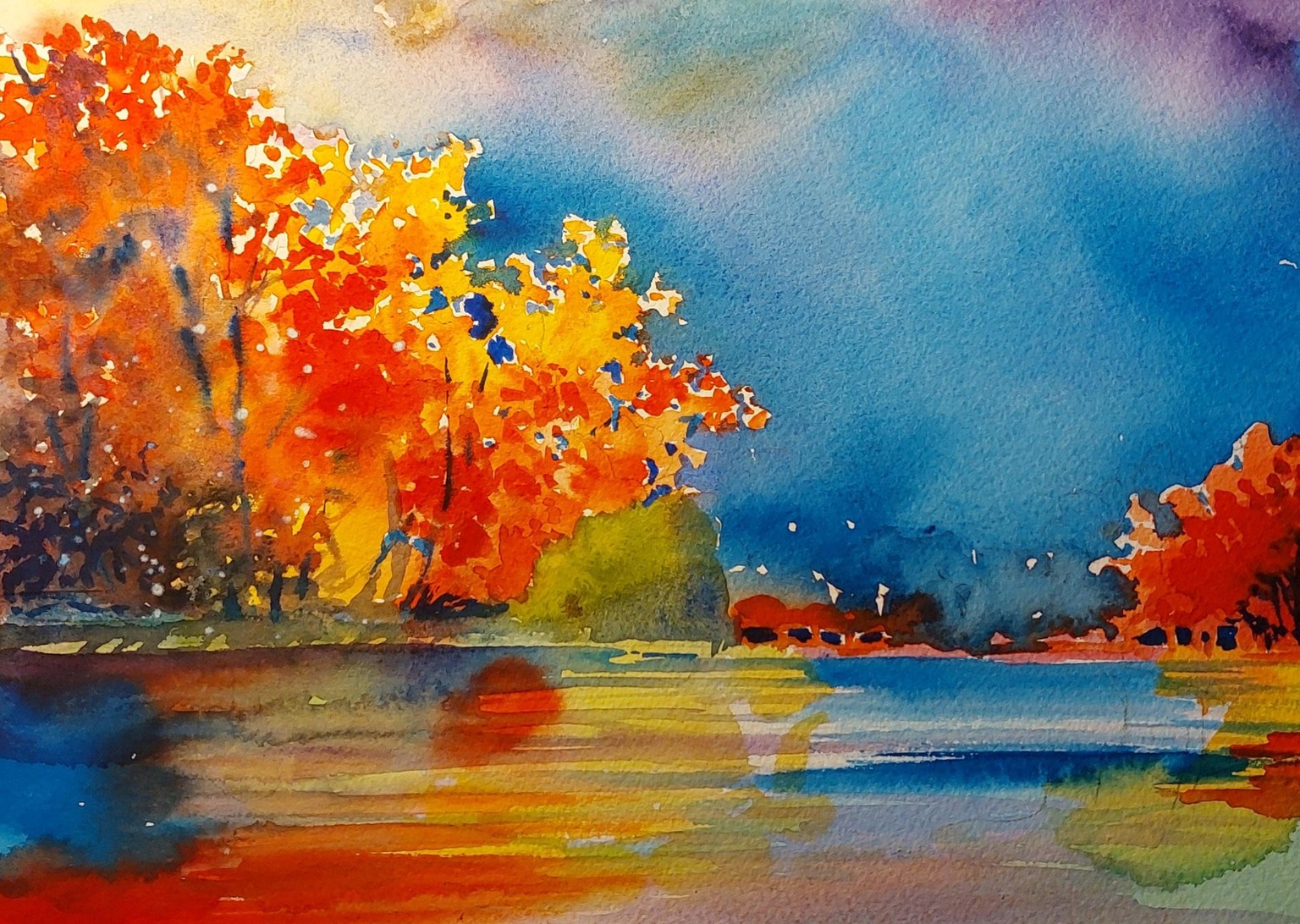 Autumn Landscape in Watercolor - image 1 - student project