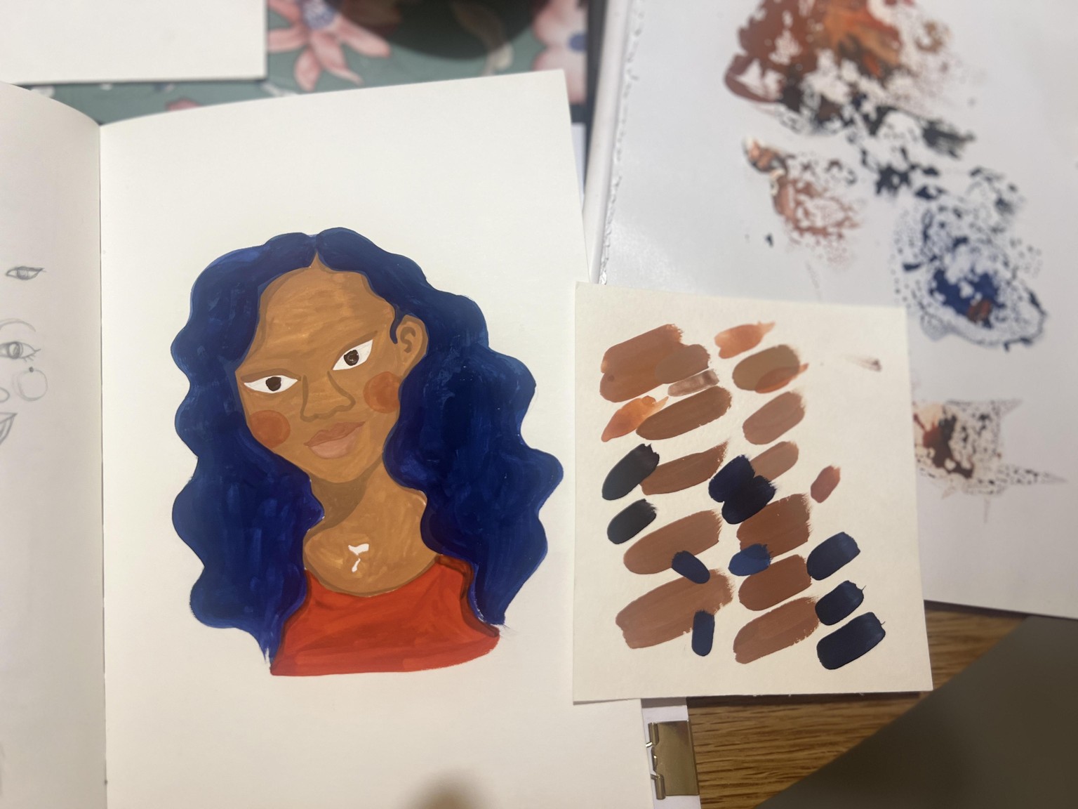 Gouache self-portrait in mixed media - image 3 - student project