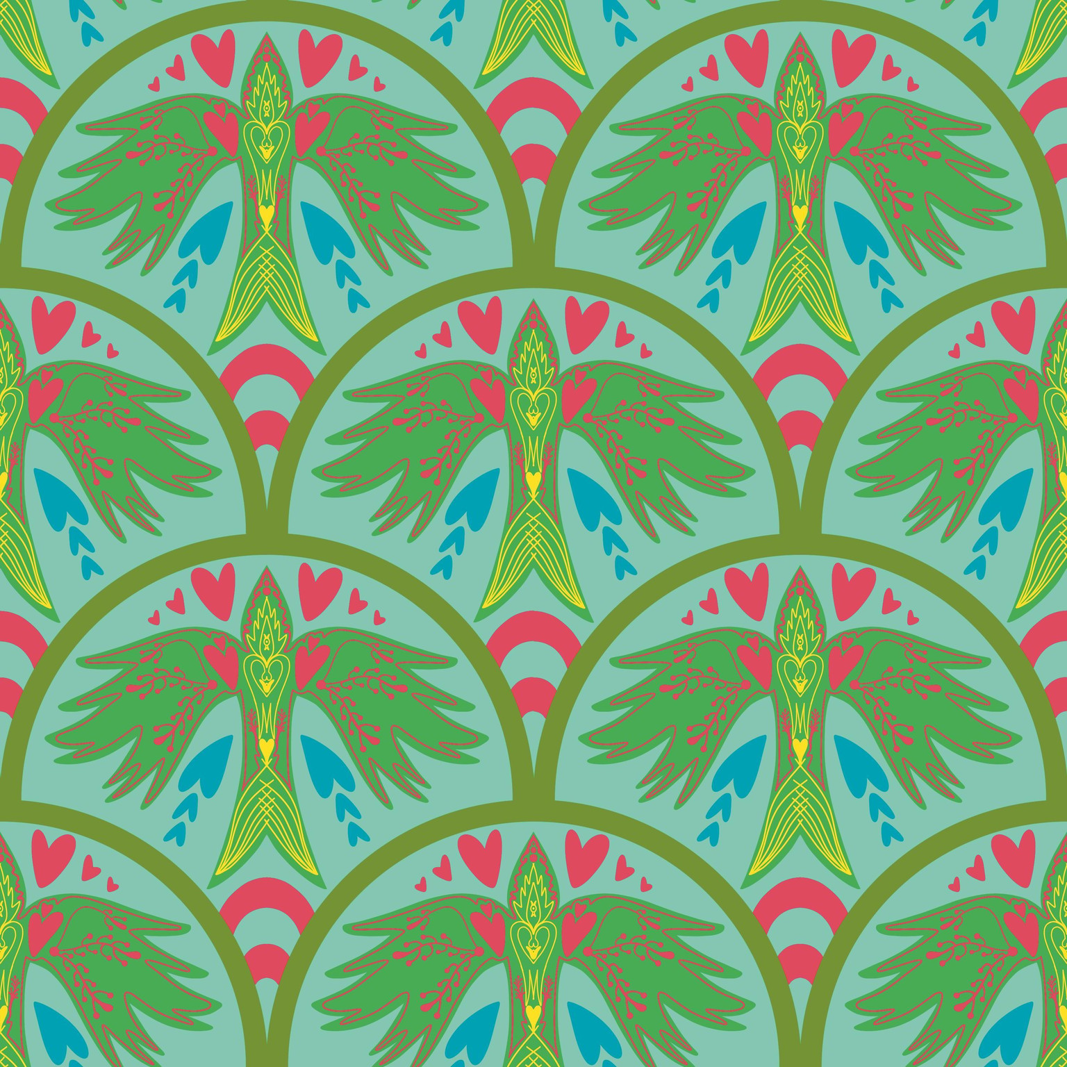 Bird Seamless Scallop Pattern made by me - image 1 - student project