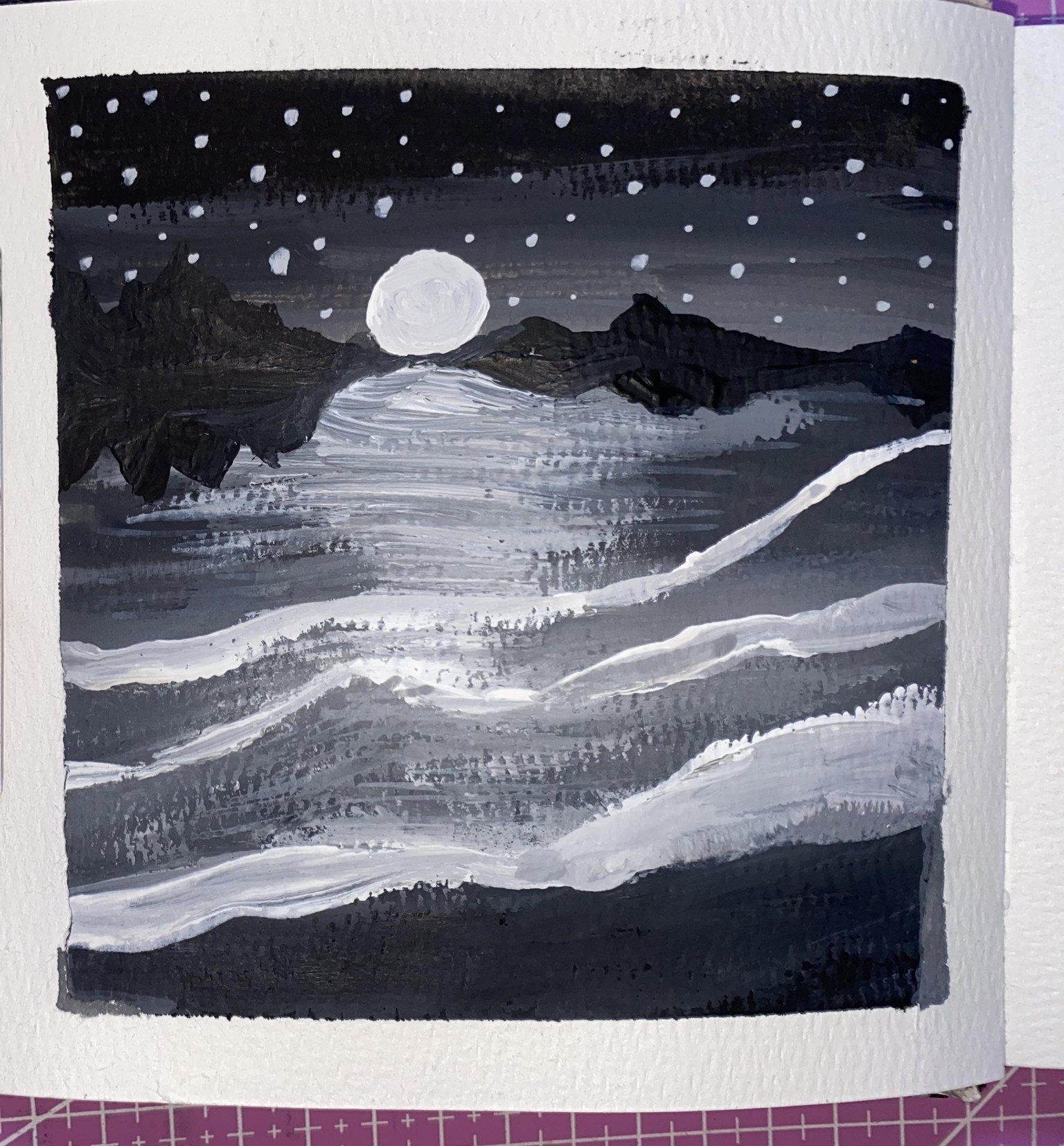 Black and white gouache paintings - image 3 - student project