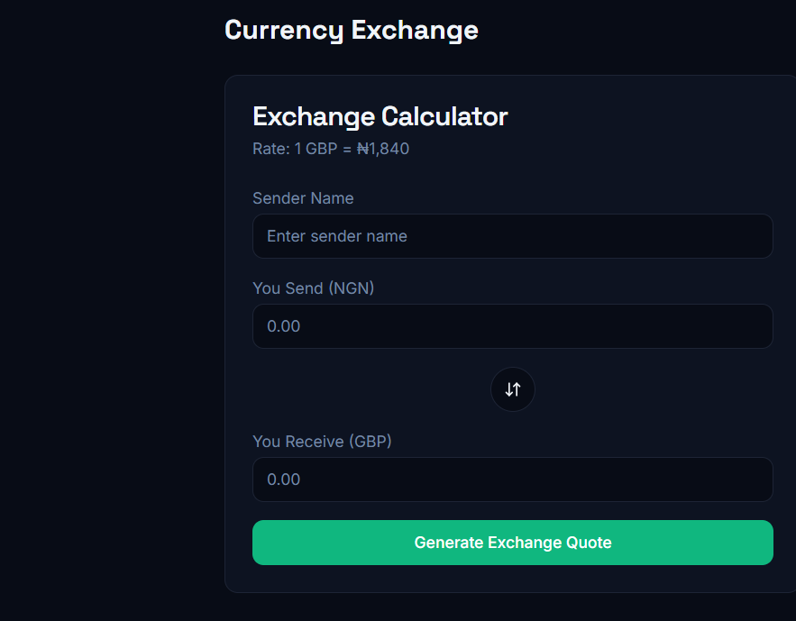 NairaPound Exchange – Cross-Platform NGN ⇄ GBP Currency Conversion App - image 2 - student project