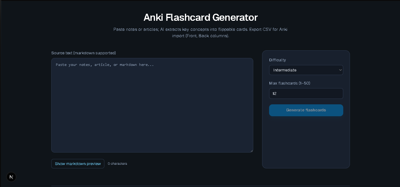 Anki Flashcard Generator - image 1 - student project