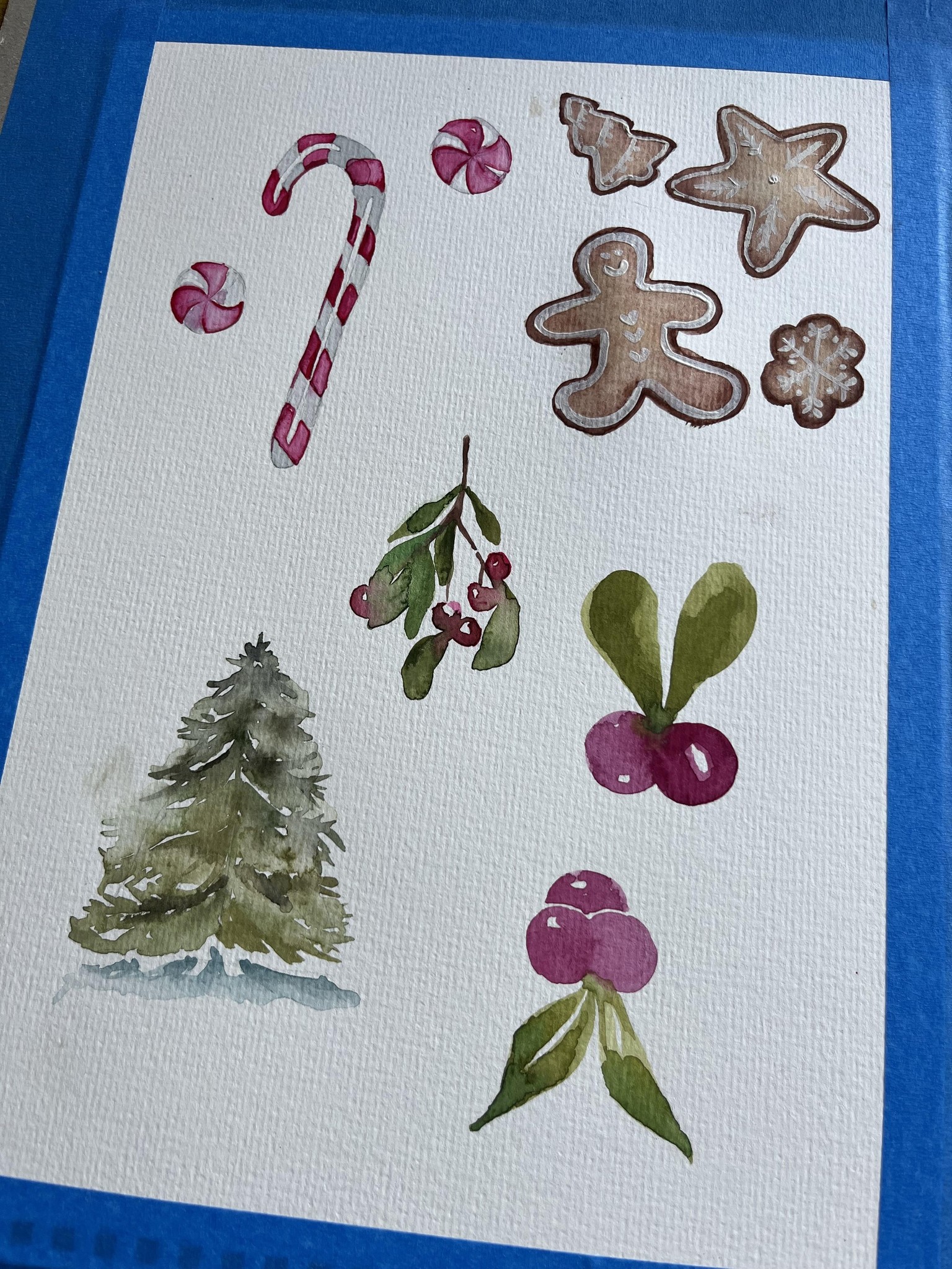Watercolour Christmas Motifs - image 1 - student project
