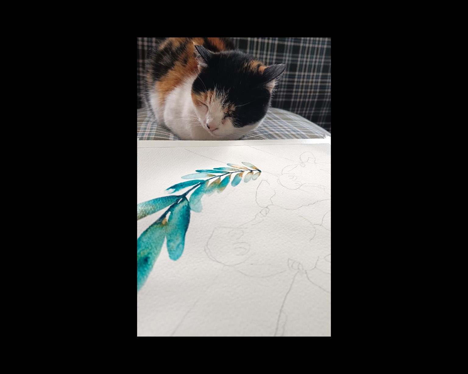 Aquarell - Giraffes with a hint of turquoise - image 2 - student project