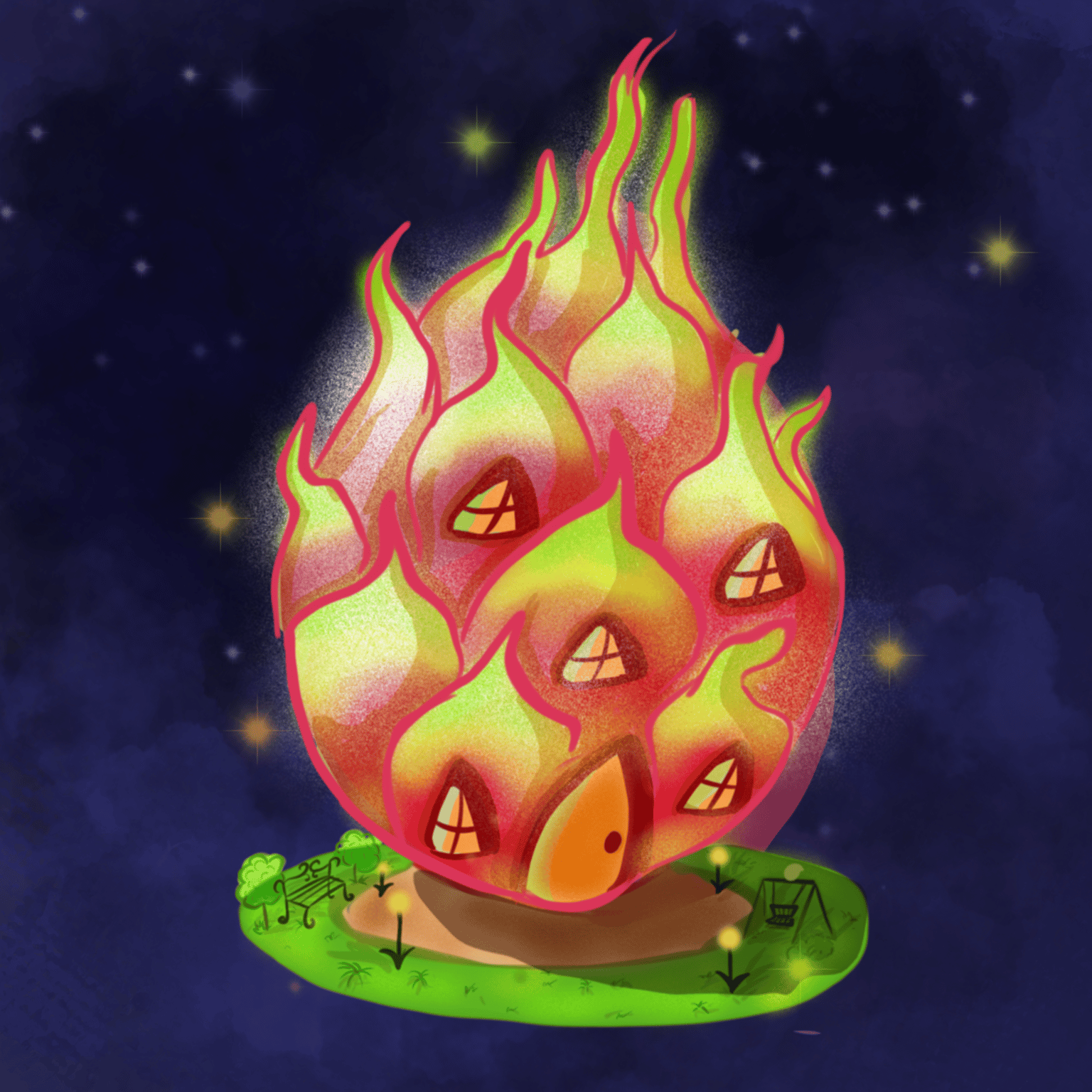 Magical houses at night - image 2 - student project