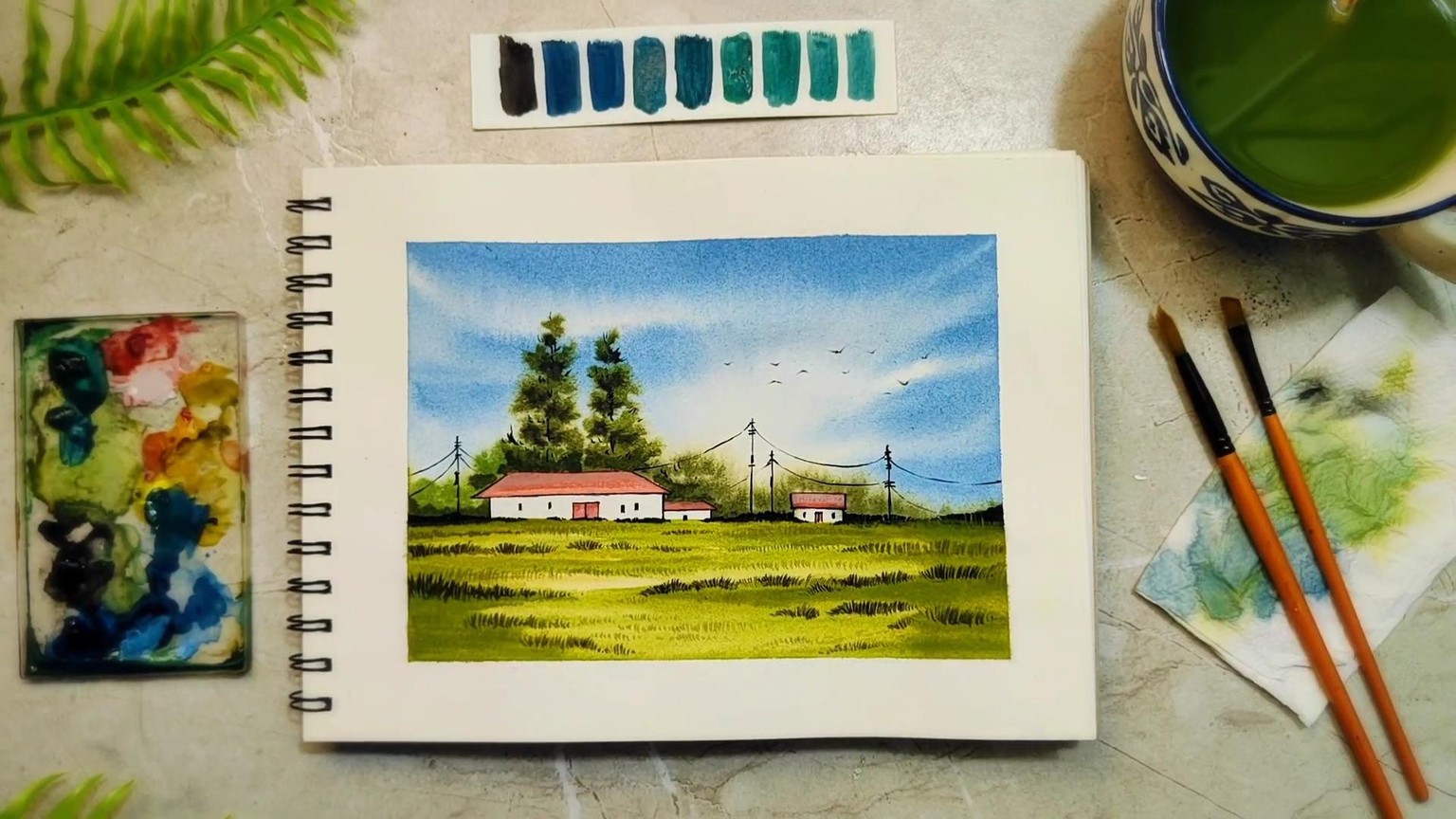 Village Landscape Painting - image 1 - student project