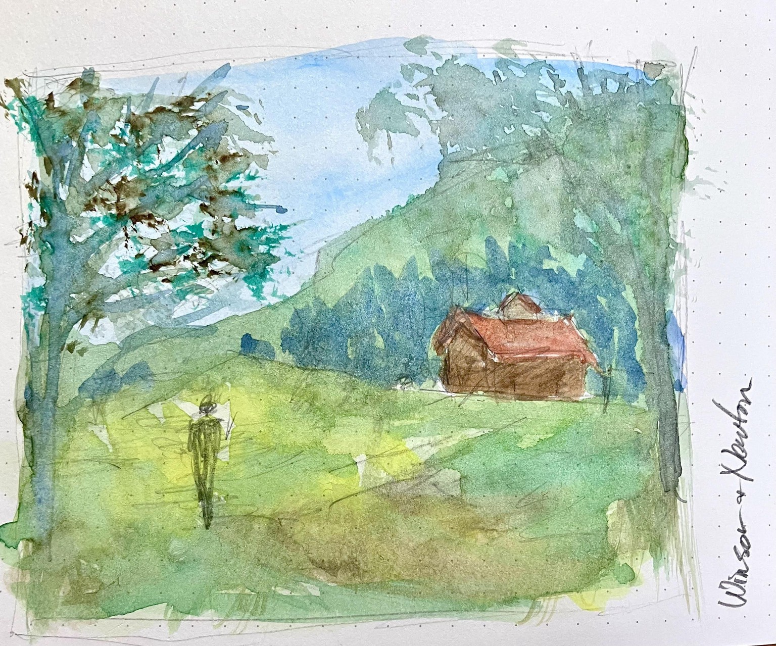 Watercolor scenery:  Ink or no ink? - image 2 - student project