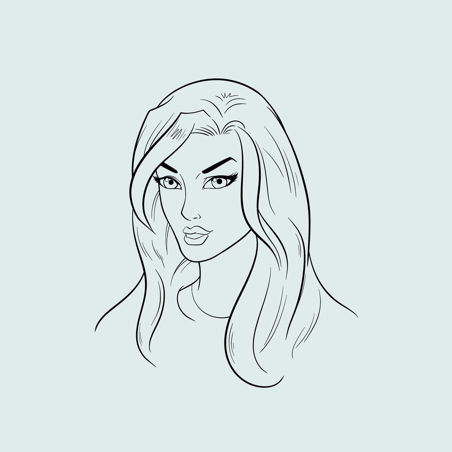 Angled female character head - image 1 - student project