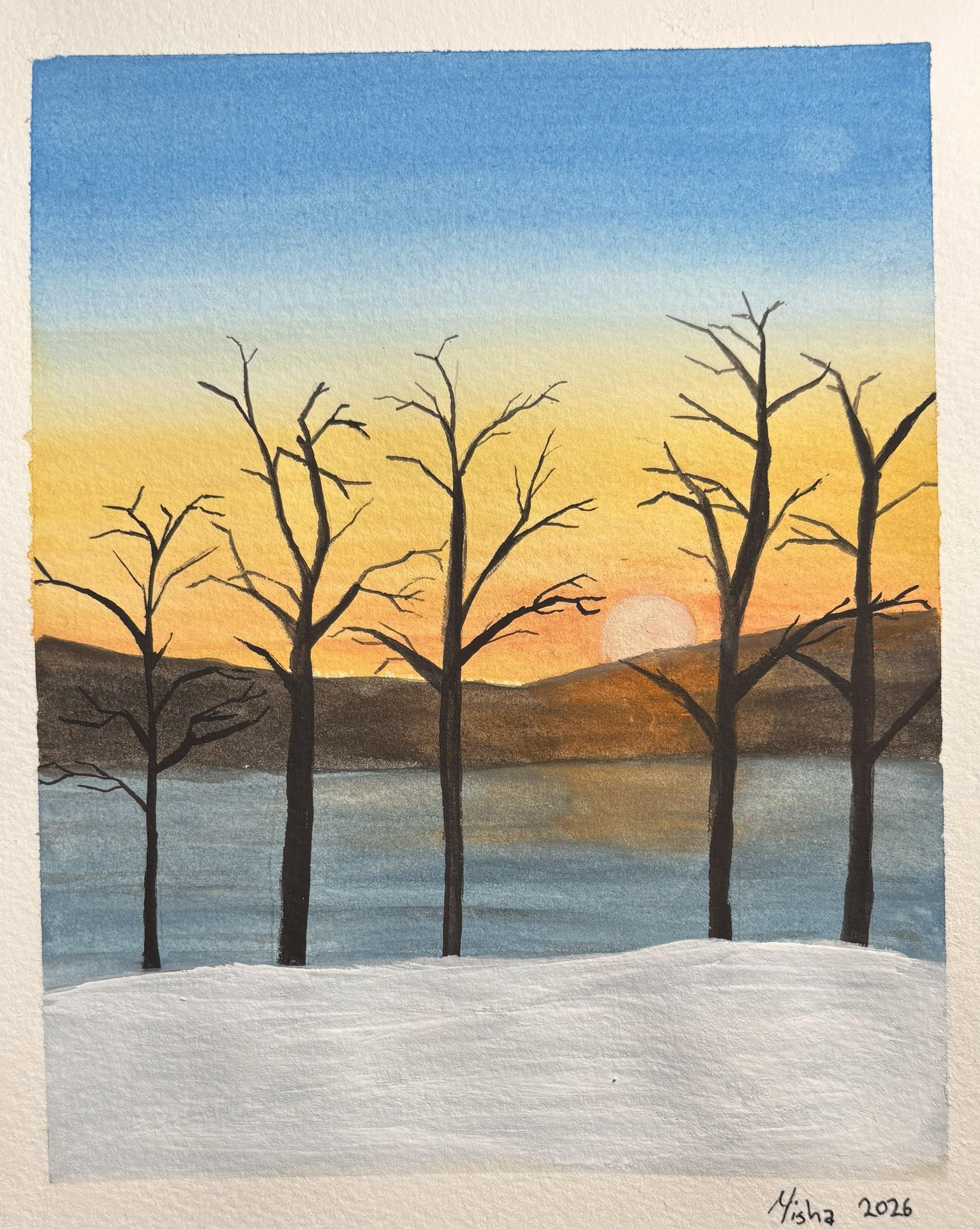 Gouache Day 1 Snowy winter morning - image 1 - student project