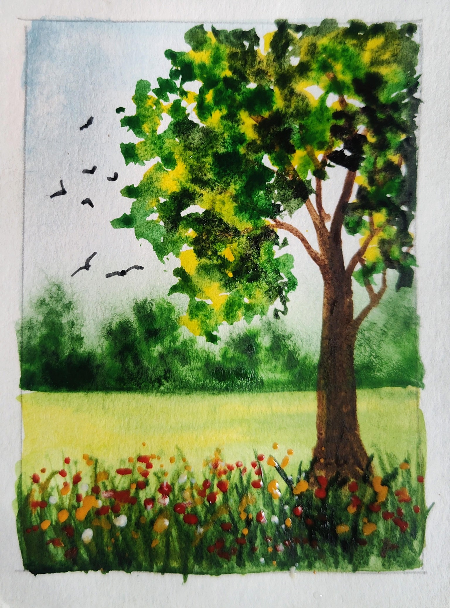 Watercolor spring landscape - shalika - image 1 - student project