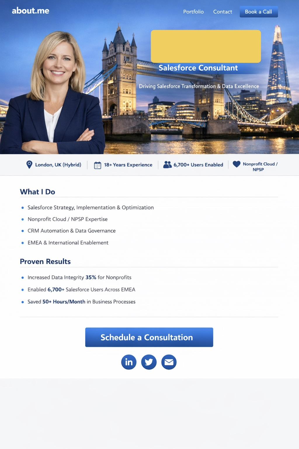 My About. me mock - image 1 - student project