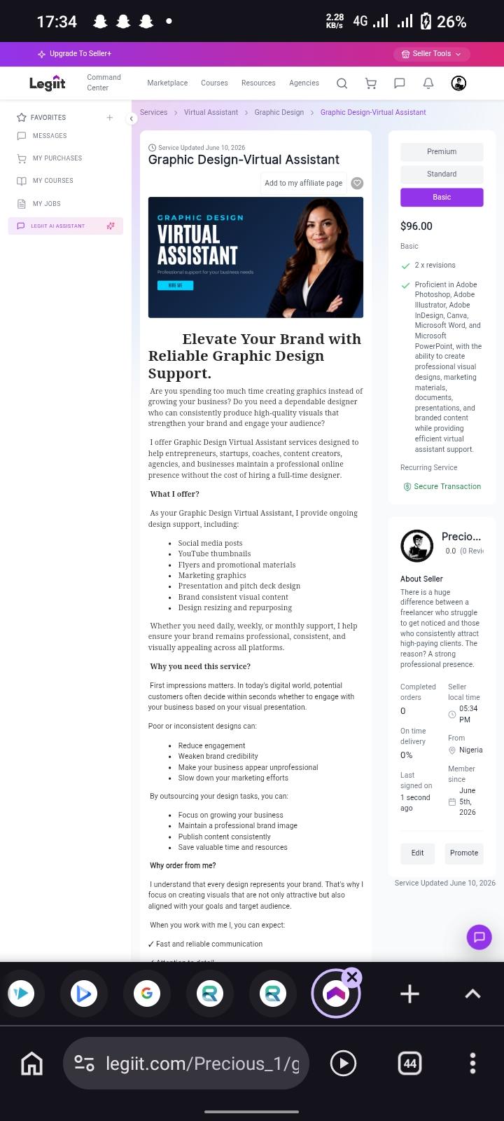 Submission of Legiit account/service creation - image 1 - student project