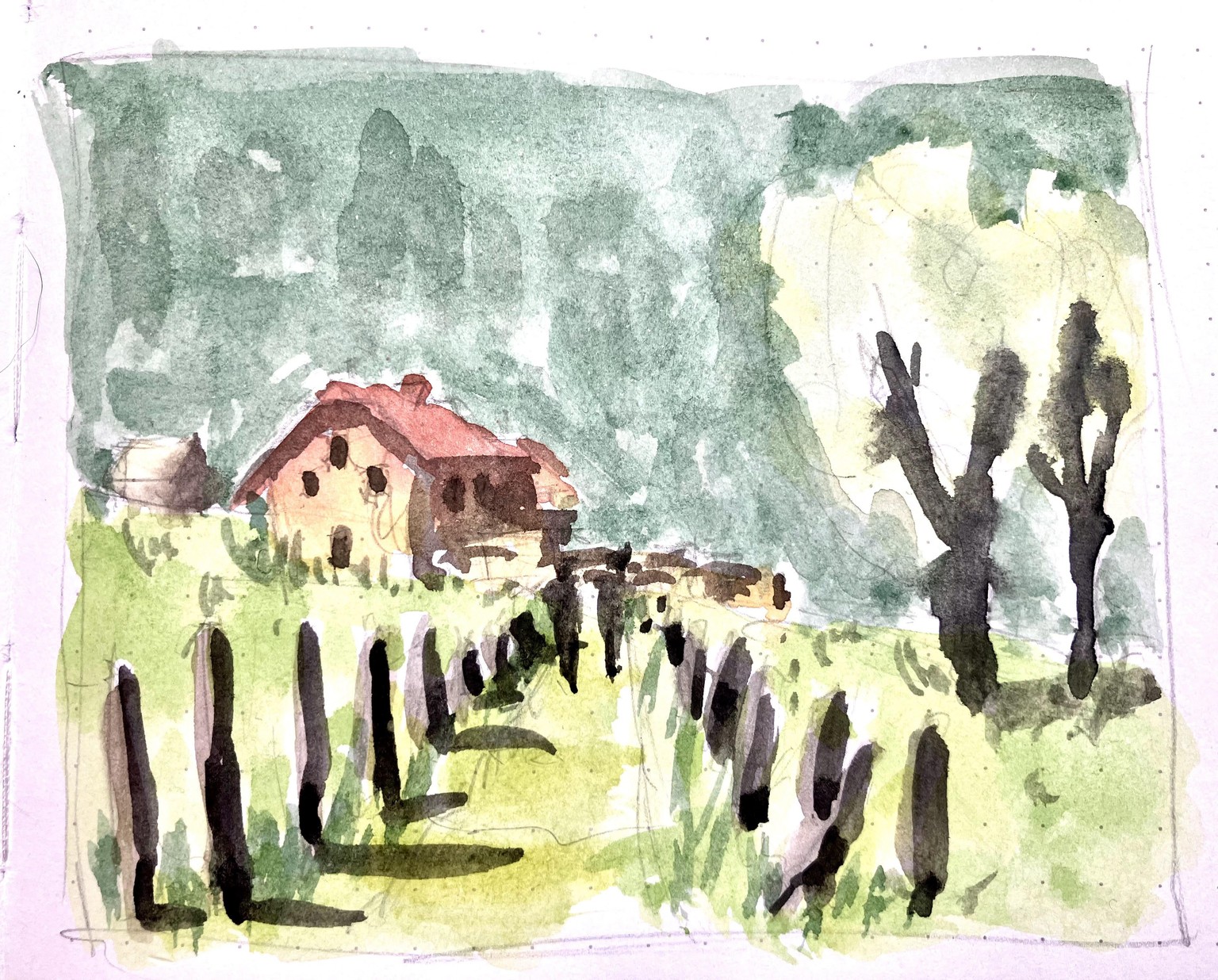 Watercolor scenery:  Ink or no ink? - image 11 - student project