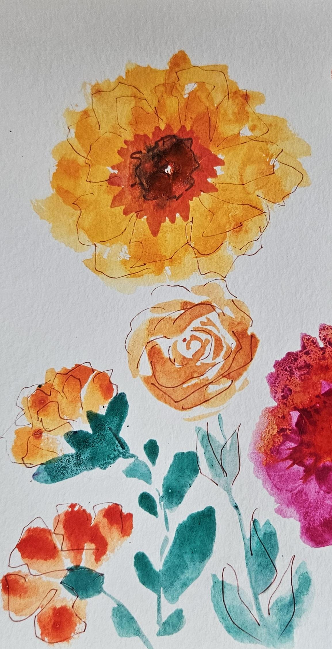Inky floral practice - image 6 - student project