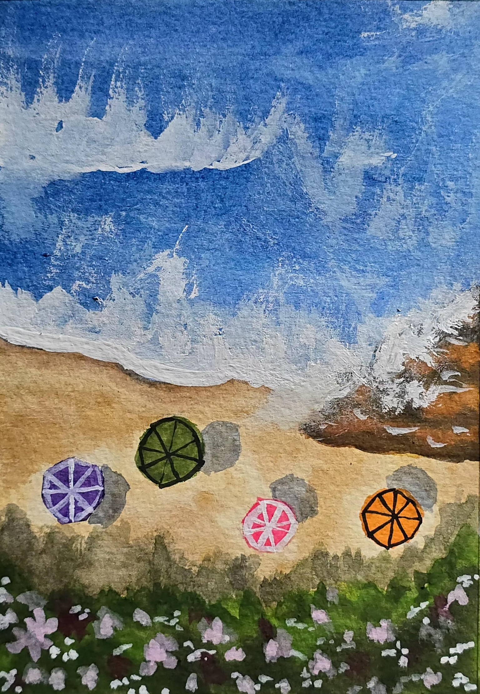 All 15 Summer beach paintings with watercolours - image 11 - student project