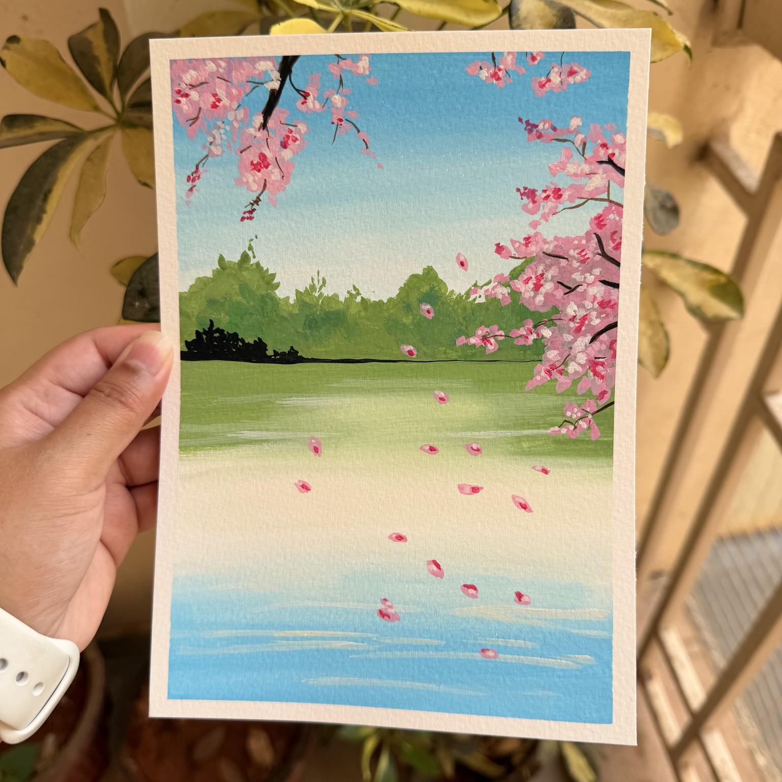 Paint cherry blossoms in gouache - image 3 - student project