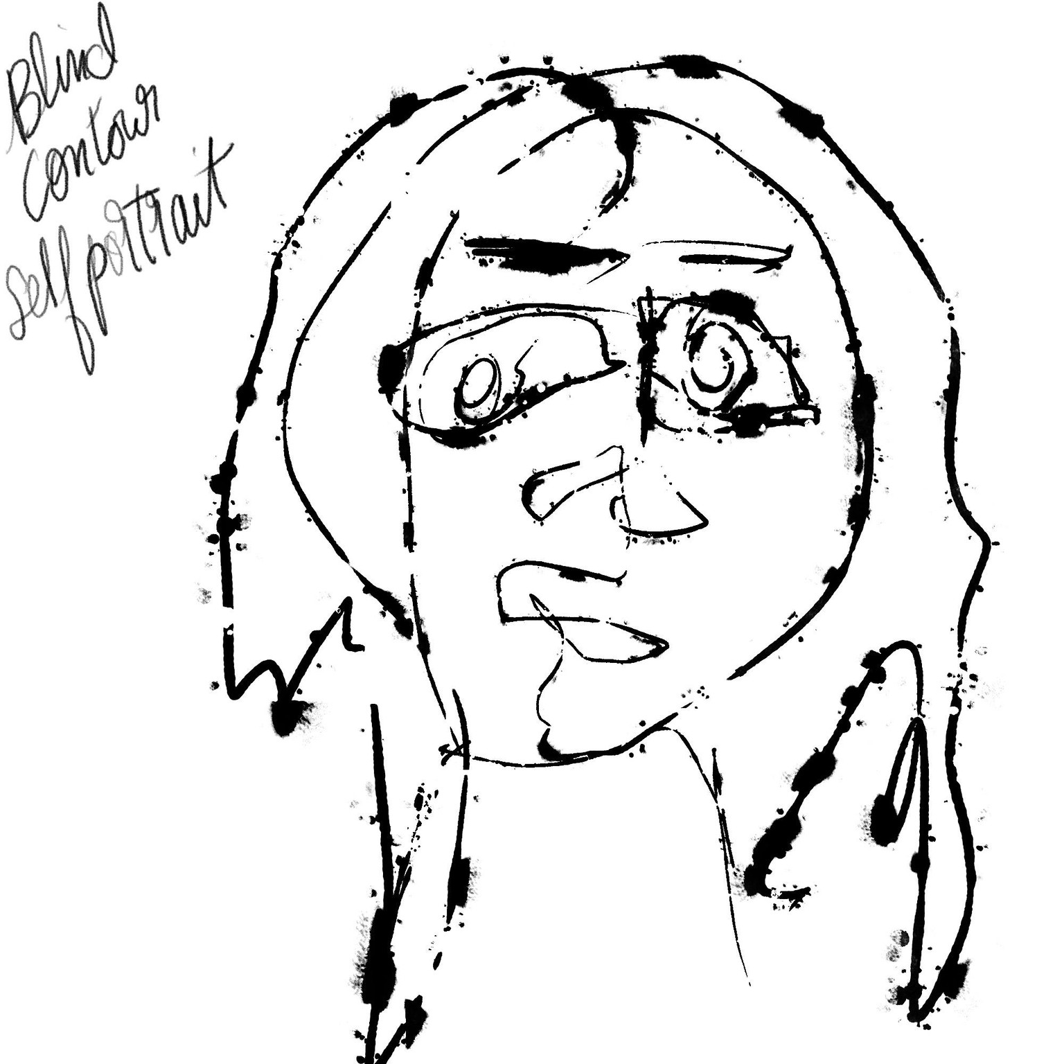 One line drawing, blind contour self portrait - image 2 - student project